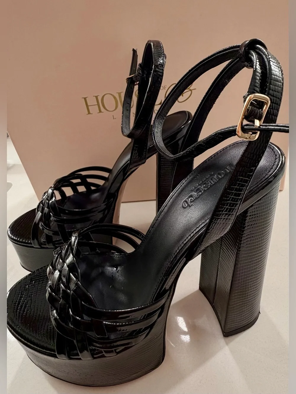 House of CB - Black Leather Platform Sandal - QUEEN - 37